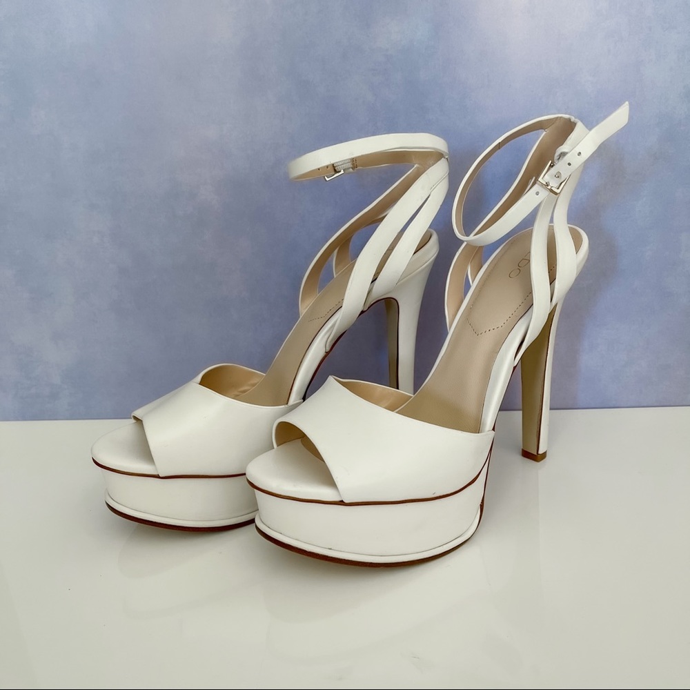 ALDO White Leather Platform Heels